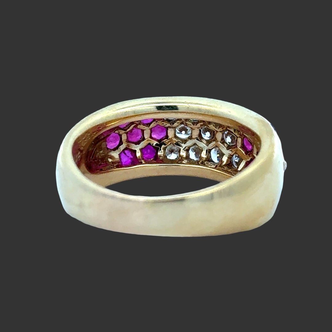 Diamond, Ruby and 18K Yellow Gold Ring
