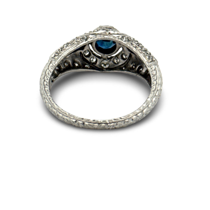Art Deco Style Diamond and Sapphire Platinum Ring