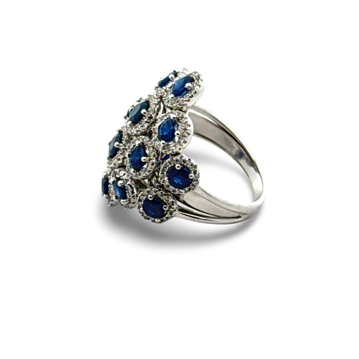 Effy Sapphire, Diamond and 14K White Gold Ring