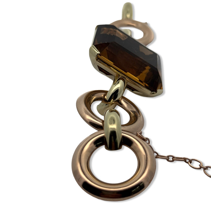 Retro 150 ct Citrine and 14K Rose and Yellow Gold Bracelet