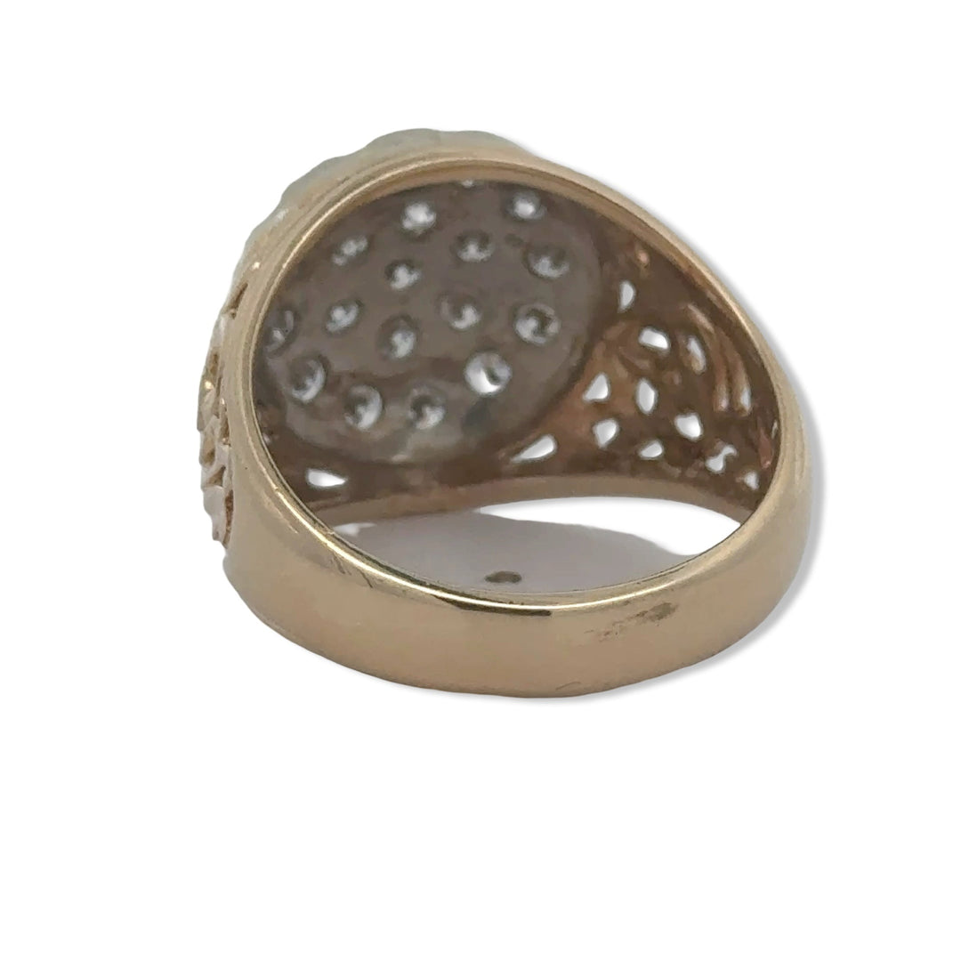 Gents Diamond Cluster 14K Yellow and White Gold Ring