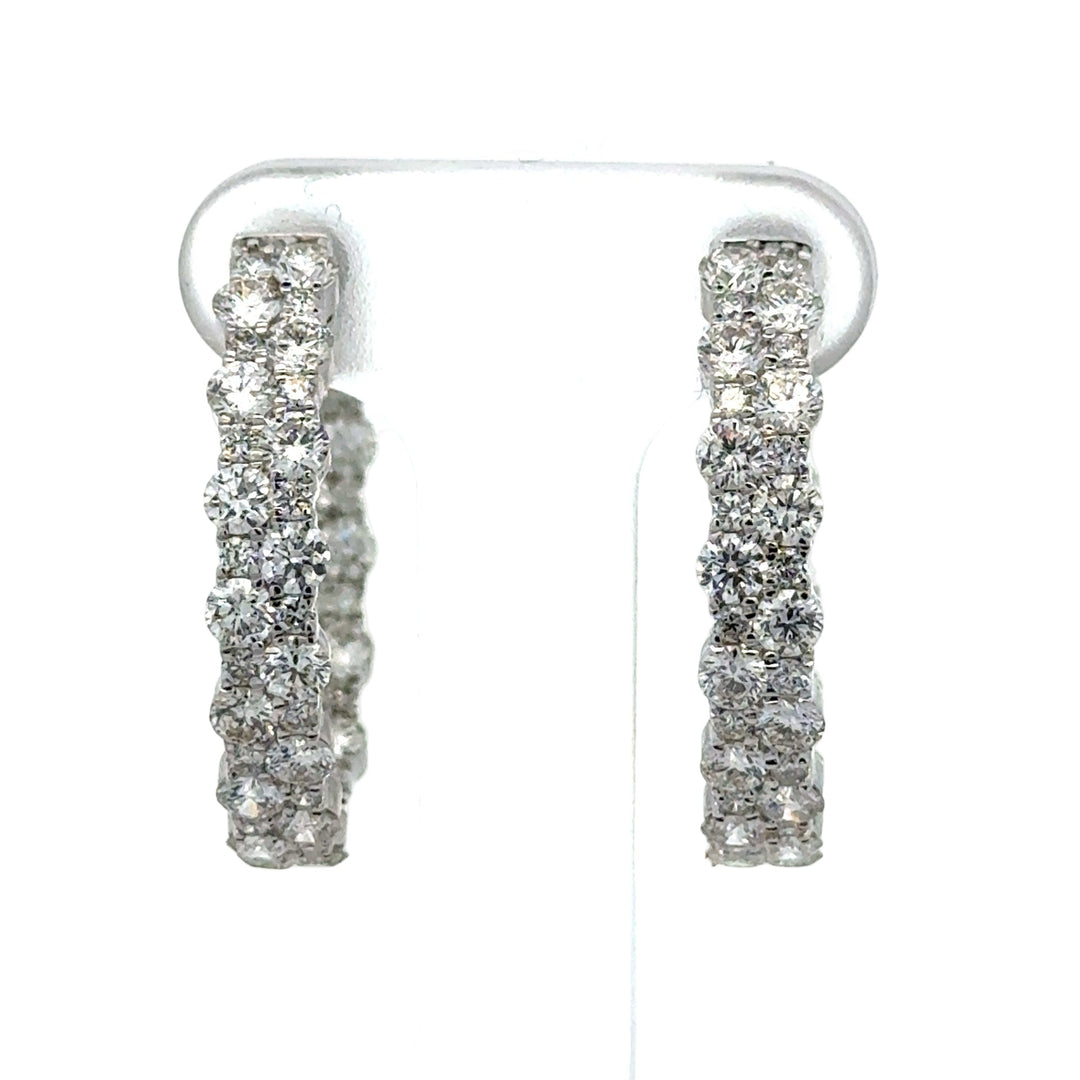 Double Row Inside/Outside Diamond 14Kt White Gold Earring