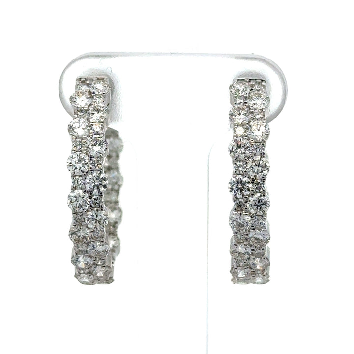 Double Row Inside/Outside Diamond 14Kt White Gold Earring