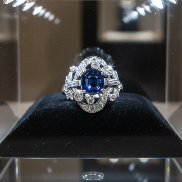 No Heat Burma Sapphire and Diamond Platinum Ring