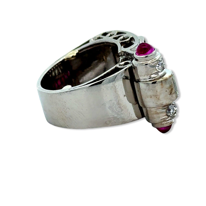 Art Deco Diamond and Ruby Platinum Ring