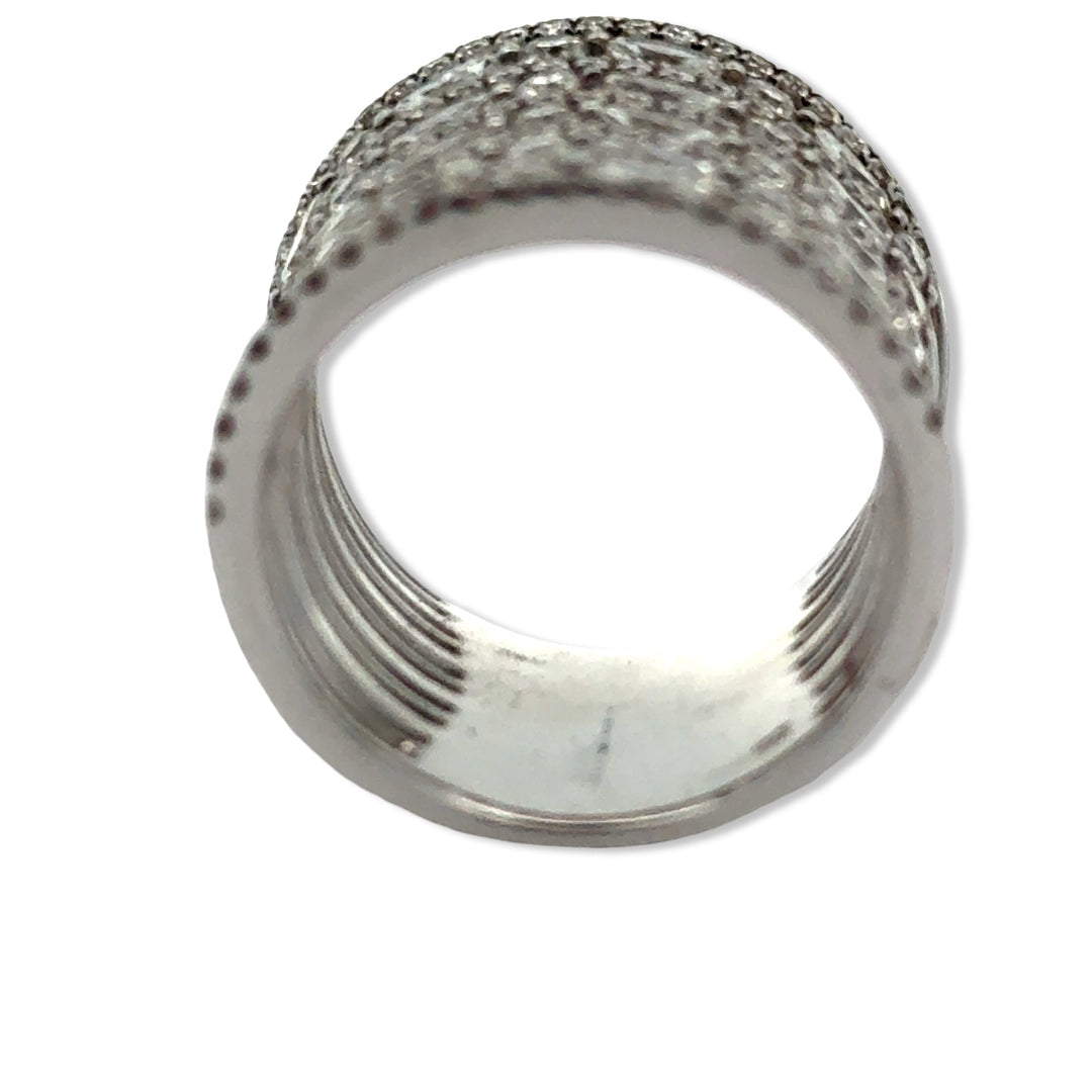 Multi Row Diamond 18K White Gold Ring