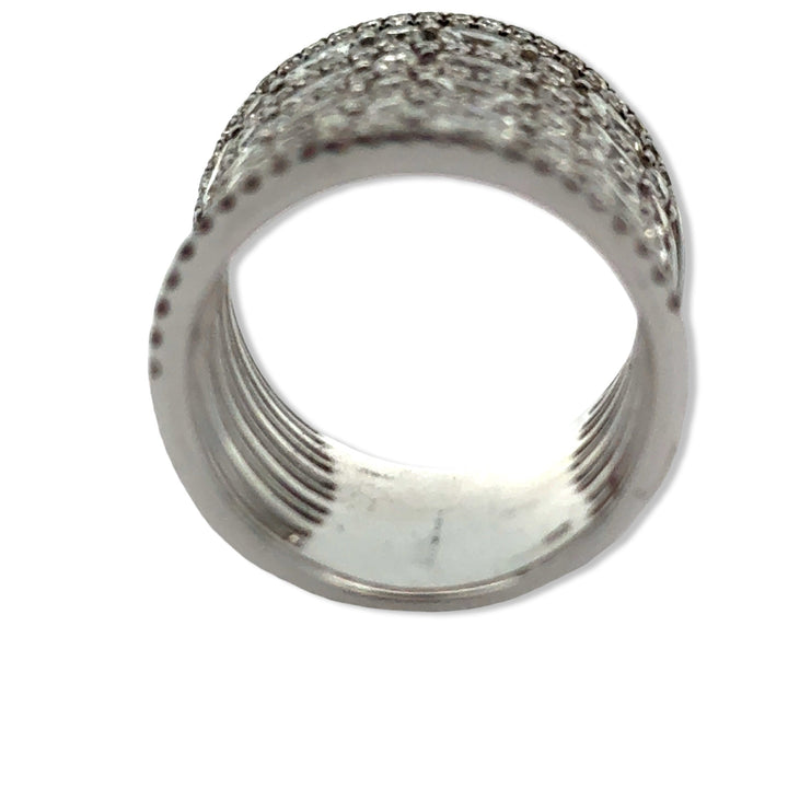 Multi Row Diamond 18K White Gold Ring
