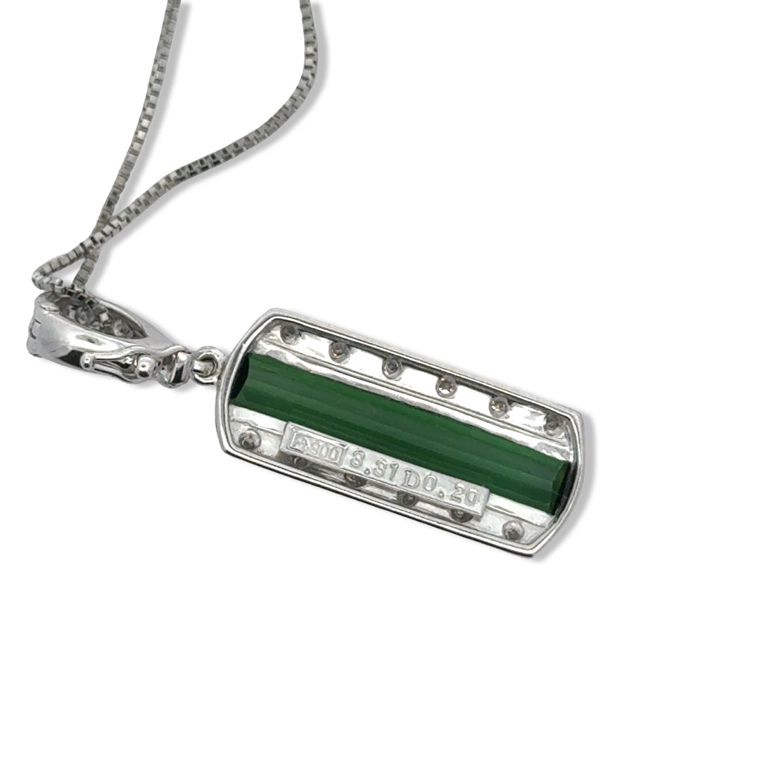 Diamond and Green Tourmaline Platinum Necklace