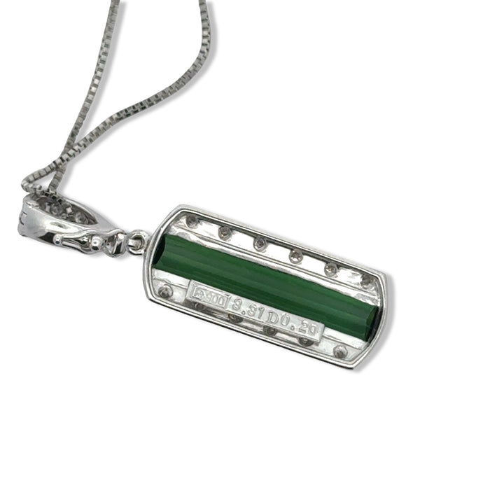 Diamond and Green Tourmaline Platinum Necklace