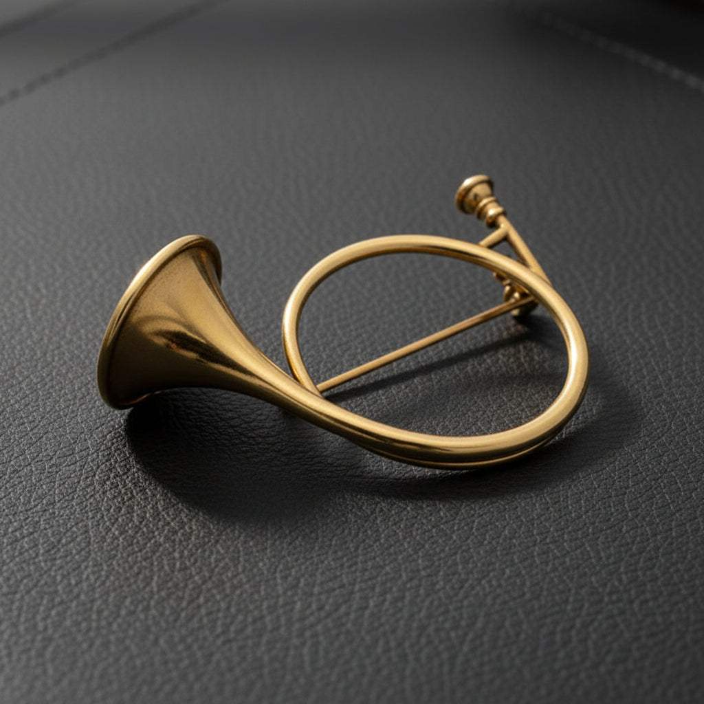 French Horn 14kt Yellow Gold Brooch