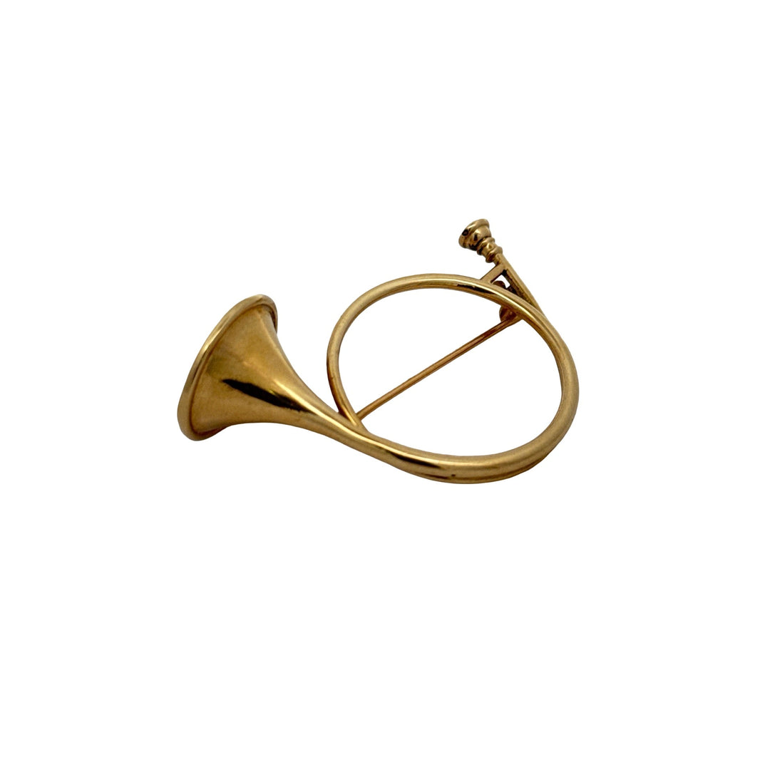 French Horn 14kt Yellow Gold Brooch