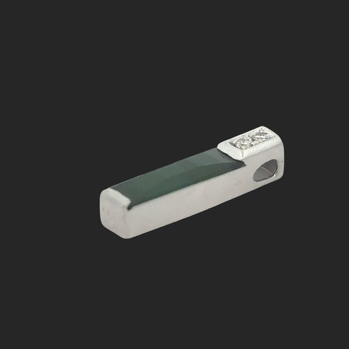 Custom Made Elongated Green Tourmaline and Diamond Platinum Pendant