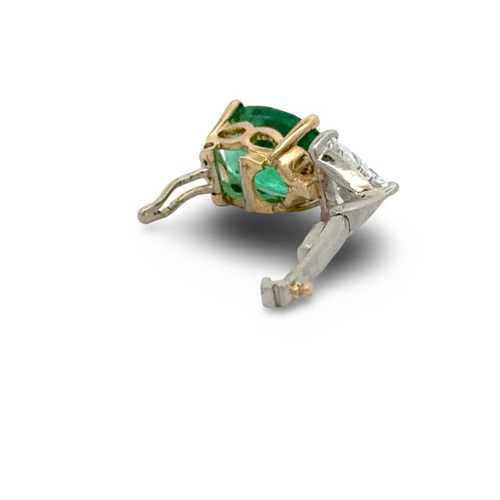 Spark Creations Emerald and Diamond 18Kt Yellow Gold and Platinum Pendant