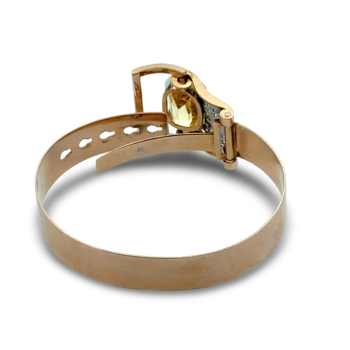 Birks Natural No Heat 13.68ct Yellow Sapphire (Sri Lanka) and Diamond 14Kt/Platinum Buckle Bracelet