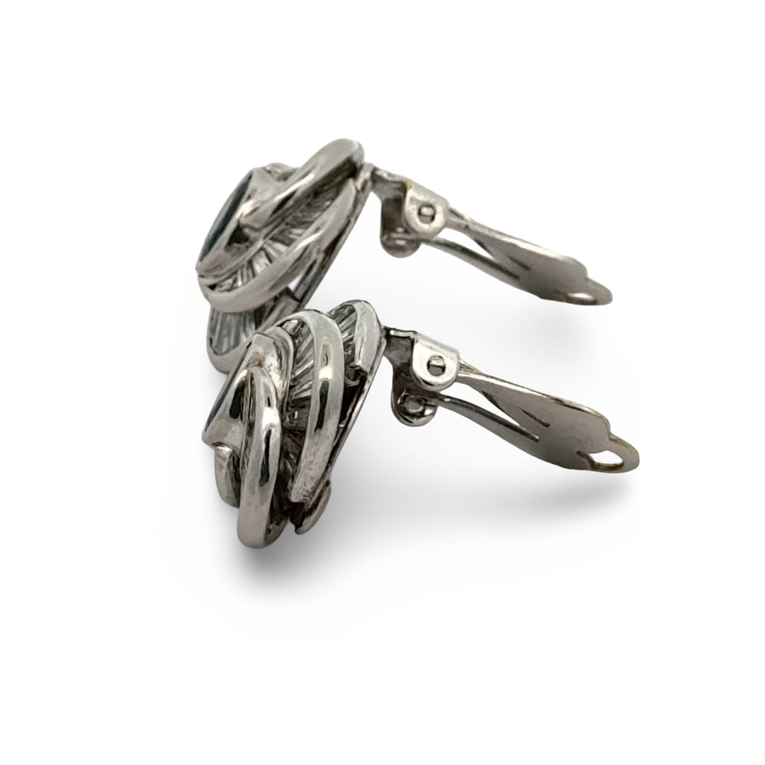 Modern 1970's No Heat Fine Sapphire and Diamond Platinum Earrings