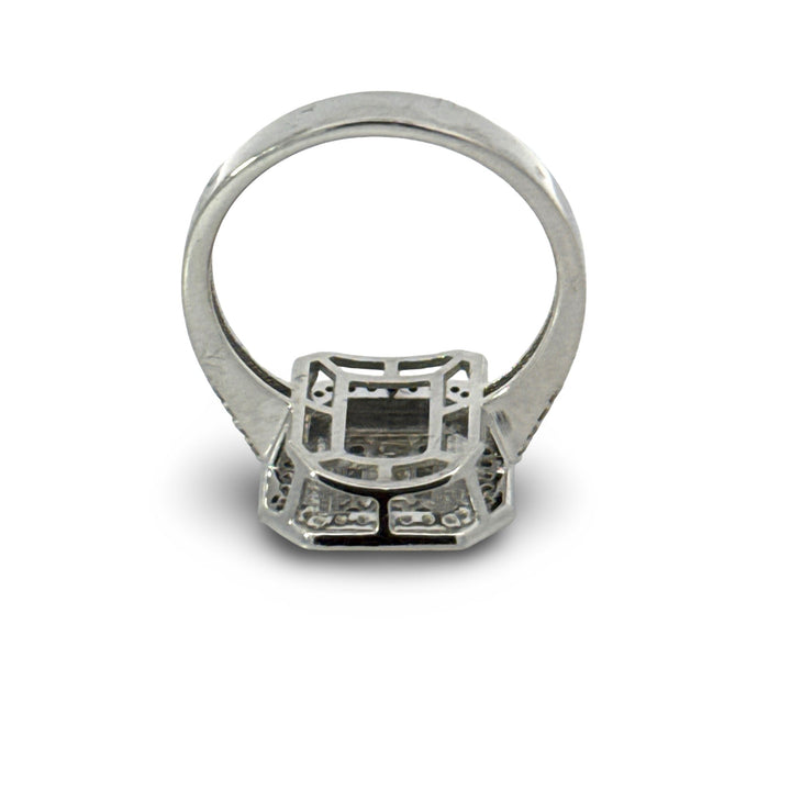 Modern Diamond and Black Enamel 18K White Gold Ring