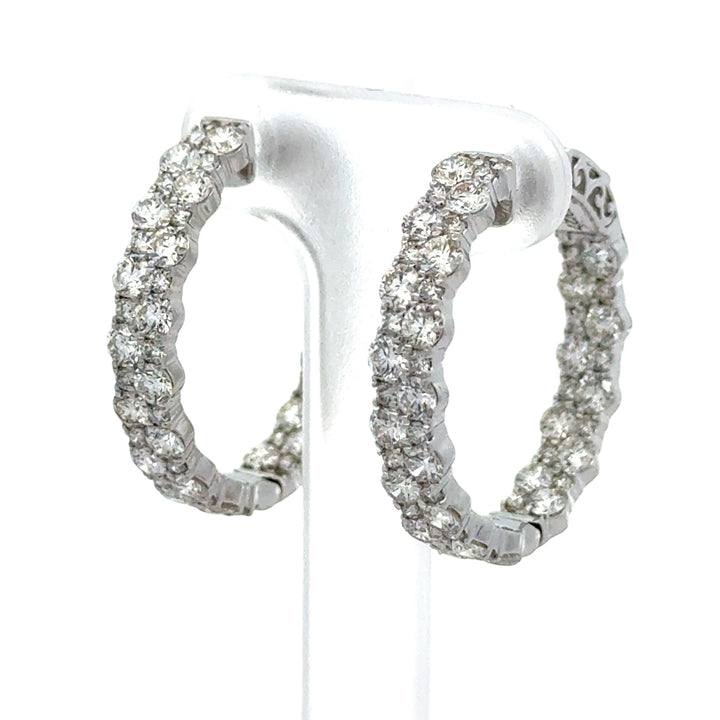 Double Row Inside/Outside Diamond 14Kt White Gold Earring
