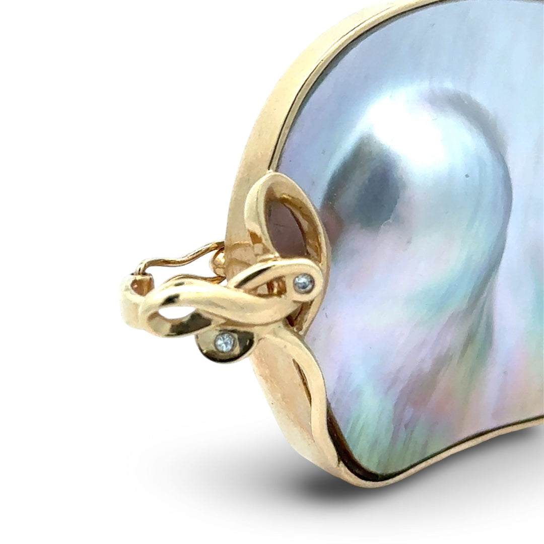 Designer Mabe Pearl and Diamond 14K Yellow Gold Pendant/Enhancer