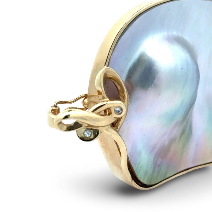 Designer Mabe Pearl and Diamond 14K Yellow Gold Pendant/Enhancer