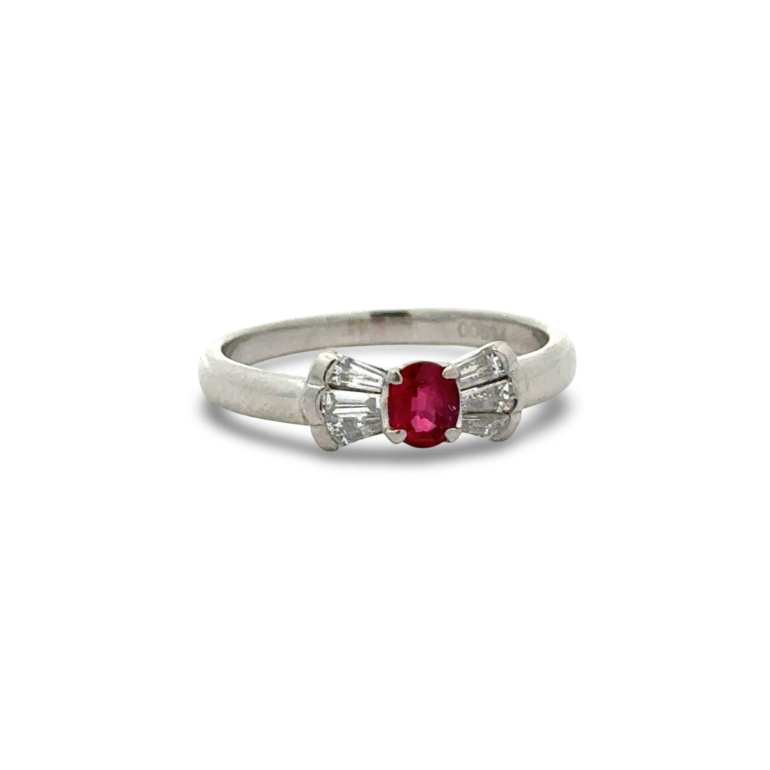 Fine Ruby and Diamond Platinum Ring