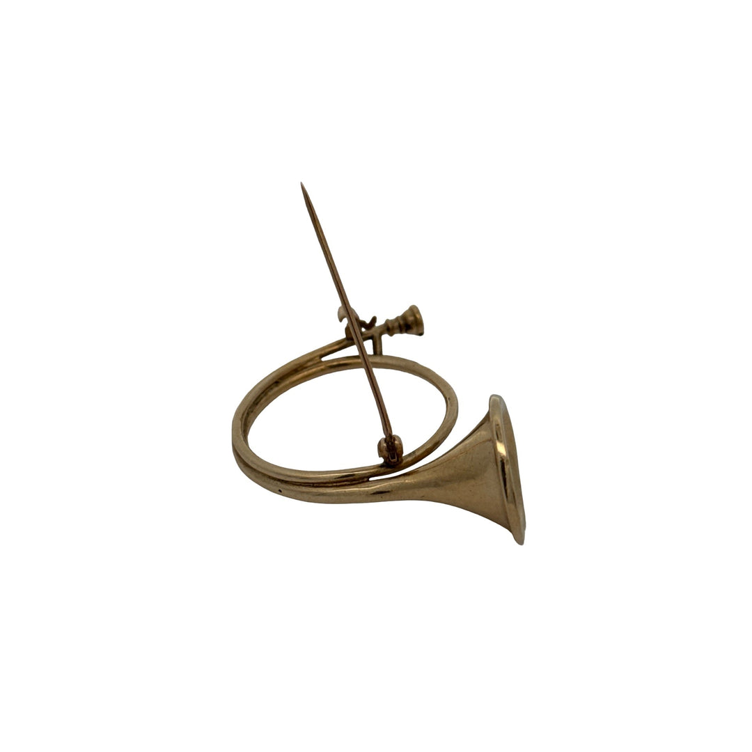French Horn 14kt Yellow Gold Brooch