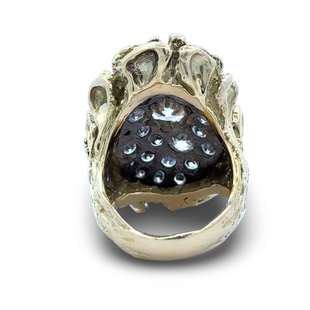Custom Made 2.00cttw Diamond and 18kt Yellow Nugget Ring