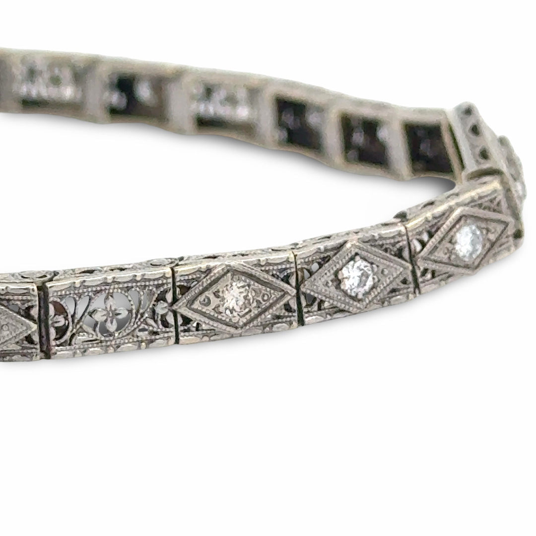 Art Deco Diamond and 14K White Gold Bracelet