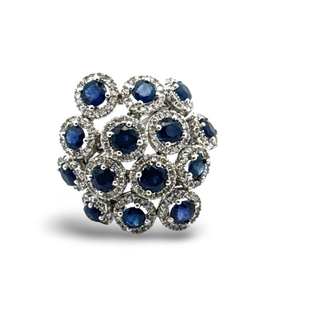 Effy Sapphire, Diamond and 14K White Gold Ring