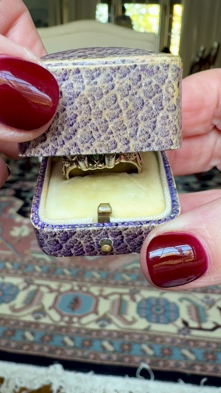 Vintage 14K Gold, Diamond and Multi Gemstone Thai Princess Harem Ring