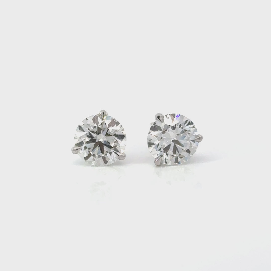 Certified 3.00 CTW Lab-Grown Diamond 18K White Gold Stud Earrings