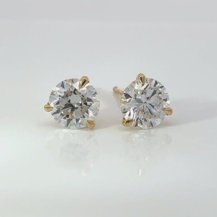 Certified 3 Carat 18K Yellow Gold Lab Grown Diamond Stud Earrings