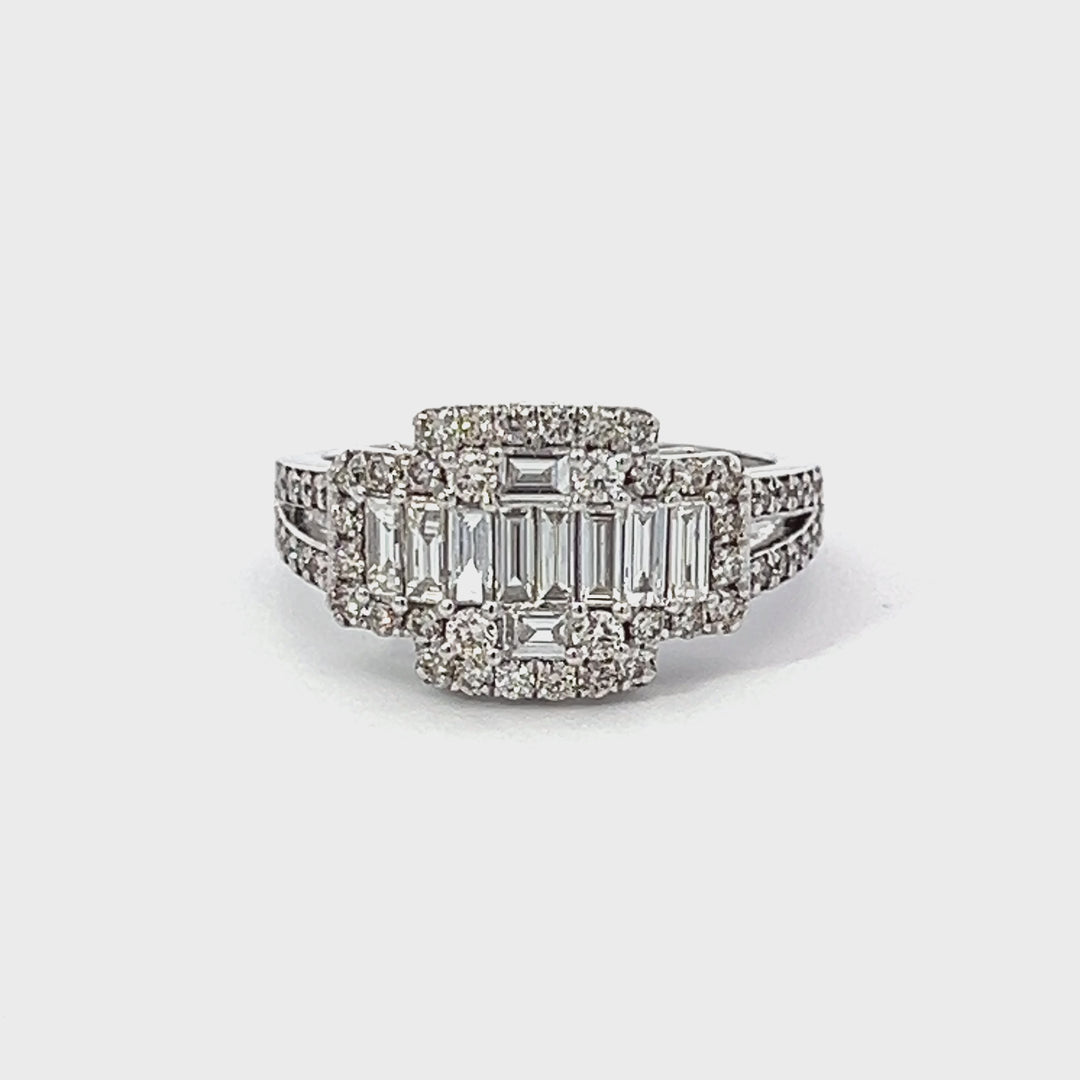 Natural Diamond Cluster Illusion Set 18K Gold Ring