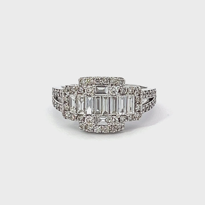 Natural Diamond Cluster Illusion Set 18K Gold Ring