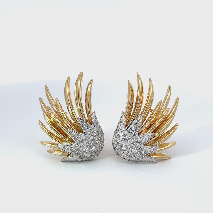 Diamond and 14K Gold Flame Earrings