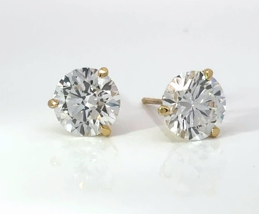 Certified 6 Carat 18K Yellow Gold Lab Grown Diamond Stud Earrings