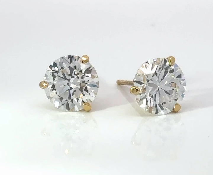 Certified 6 Carat 18K Yellow Gold Lab Grown Diamond Stud Earrings