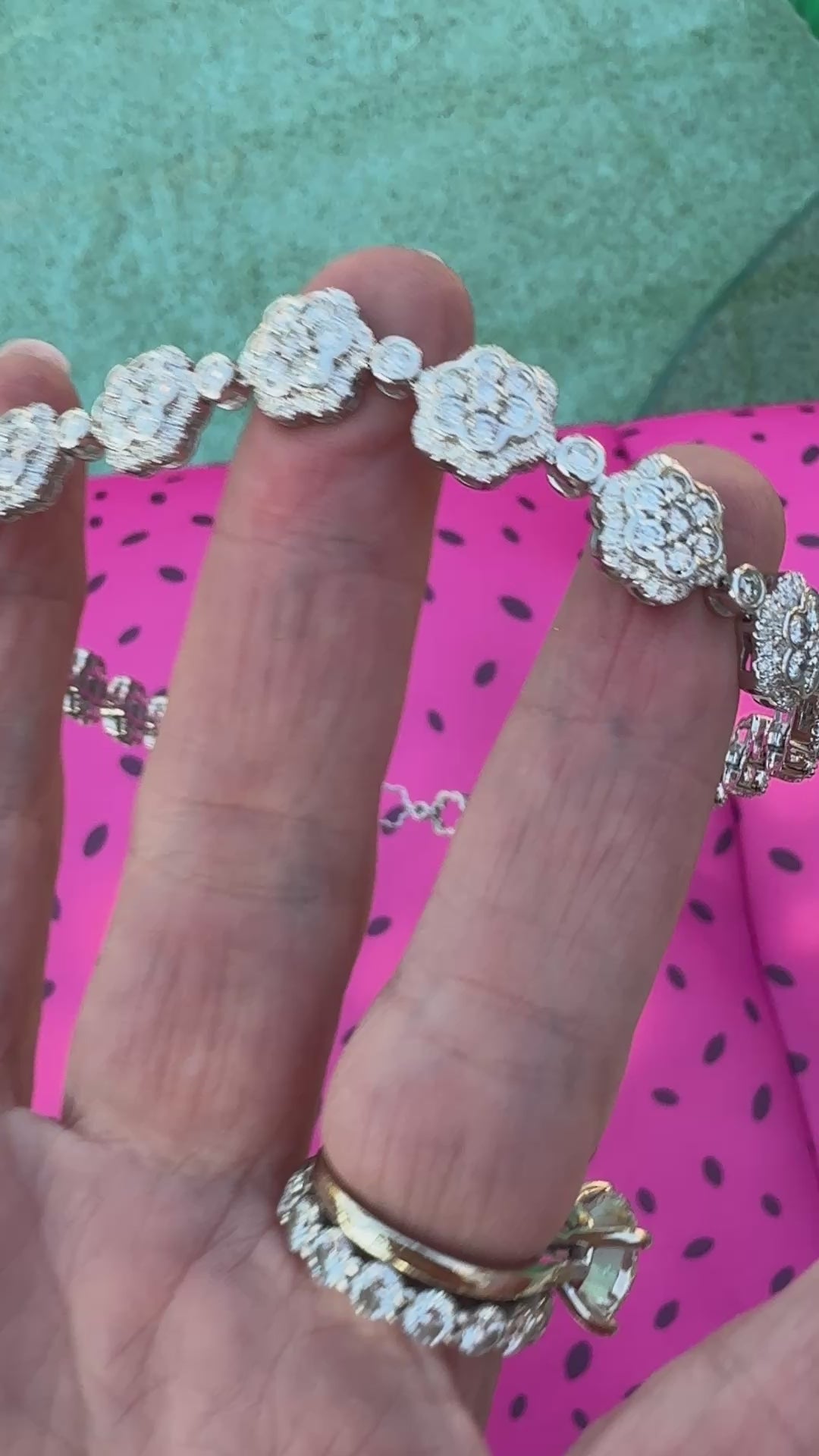 Designer AV 8.46cttw Diamond 14Kt White Gold Floral Necklace