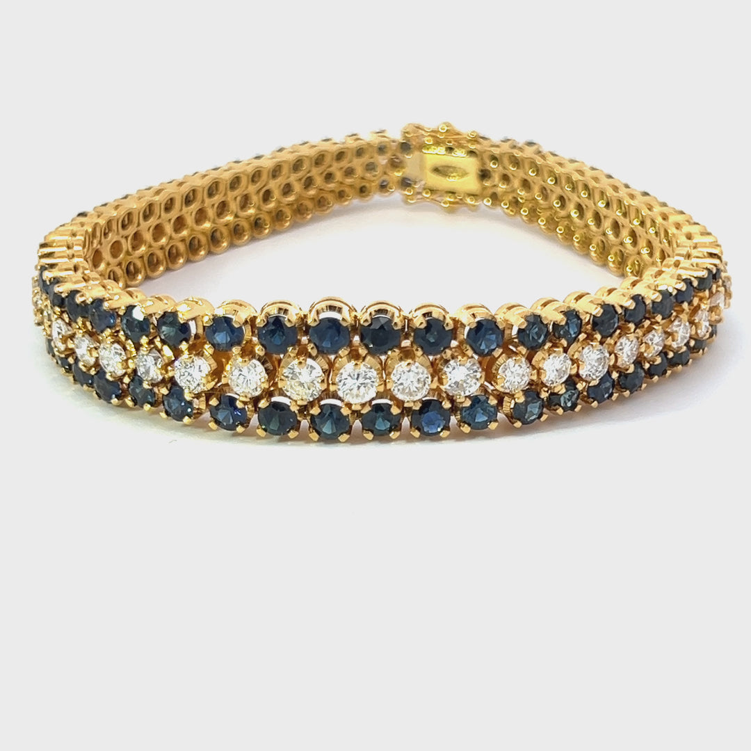 Sapphire, Diamond and 18K Yellow Gold Bracelet