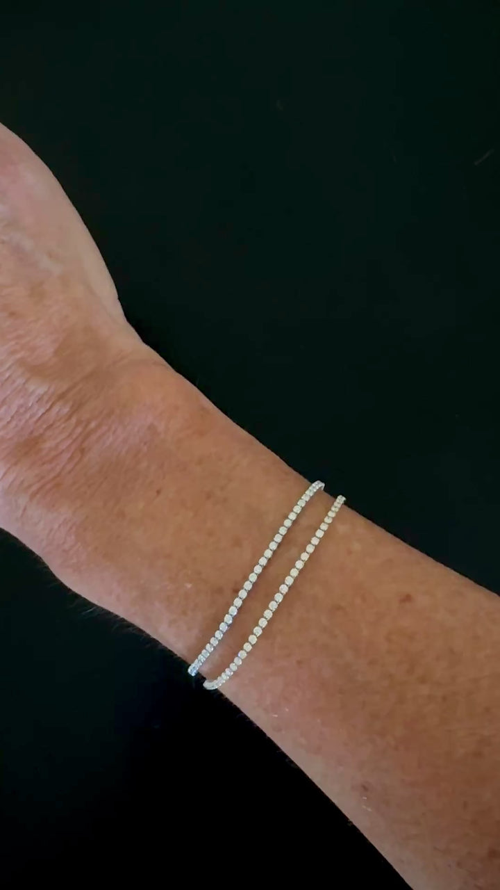 Dainty 1.50 Carat 14K White and Yellow Gold Lab Grown Tennis Bracelet