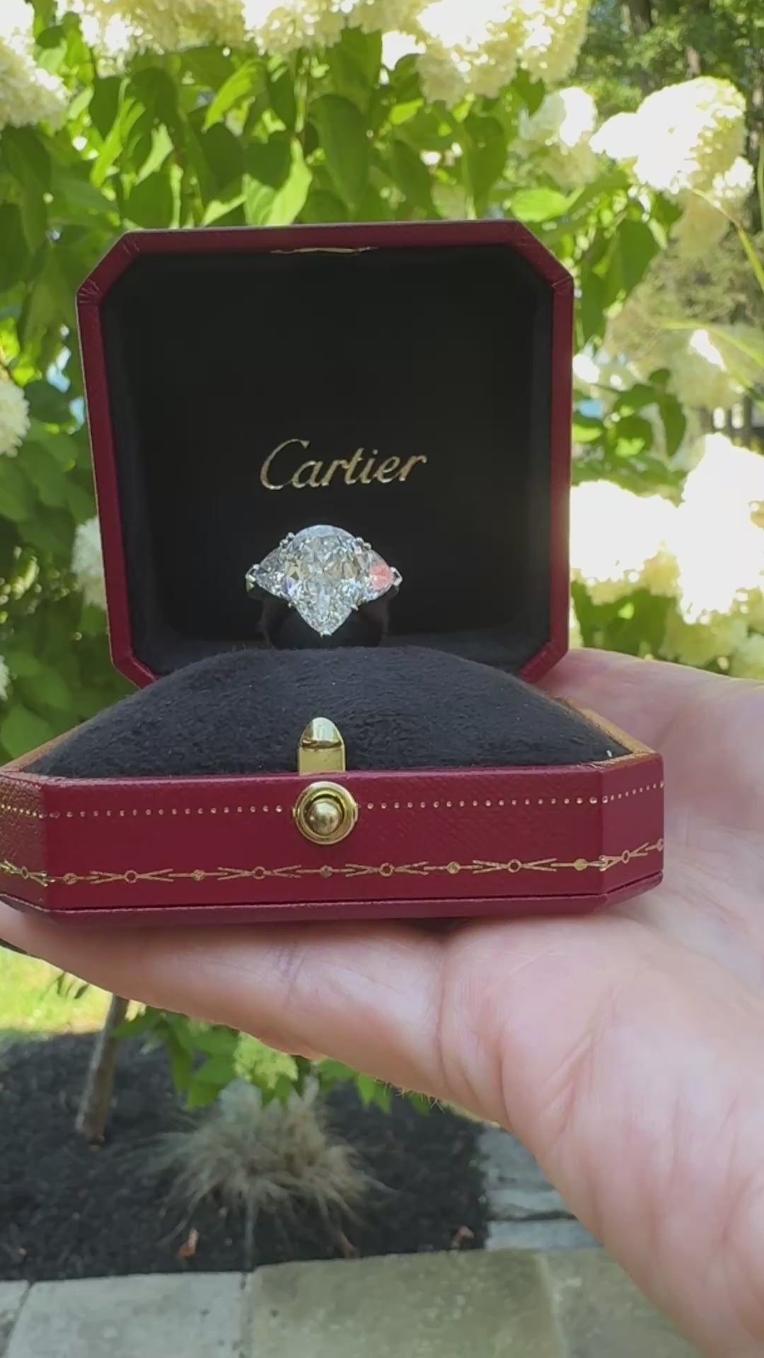 Cartier 4.07ct. Center Diamond and 1.38 cttw Side Trillion Diamond Platinum Engagement Ring (GIA Cert)