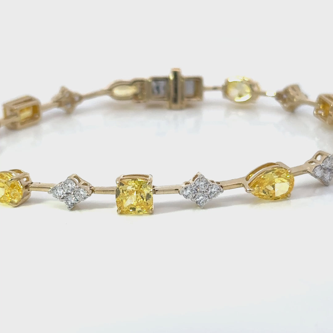 14K Yellow Gold 8.85ctw Fancy Yellow & White Lab Grown Diamond Bracelet