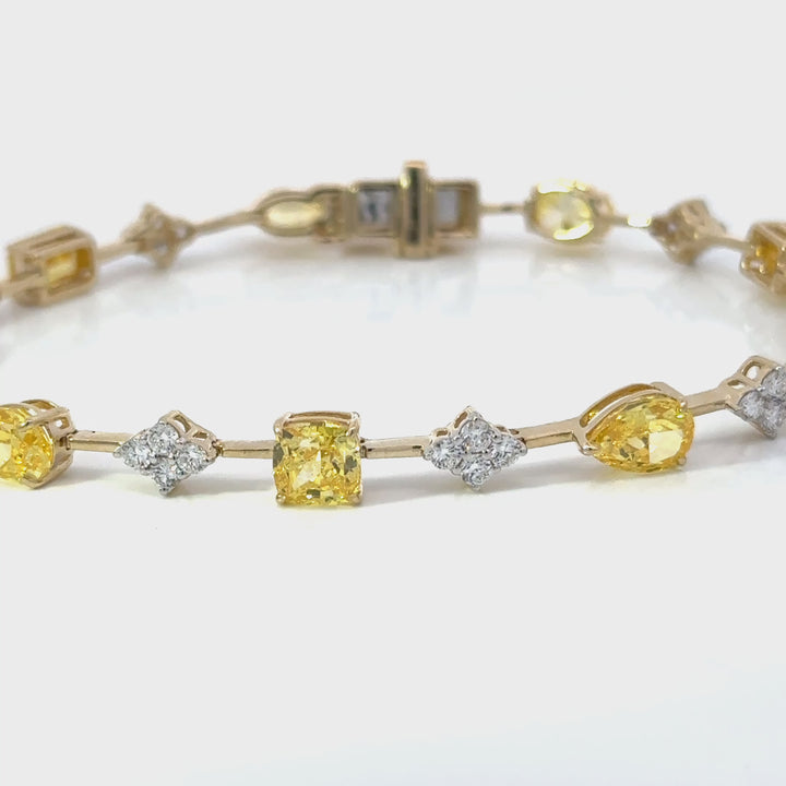 14K Yellow Gold 8.85ctw Fancy Yellow & White Lab Grown Diamond Bracelet