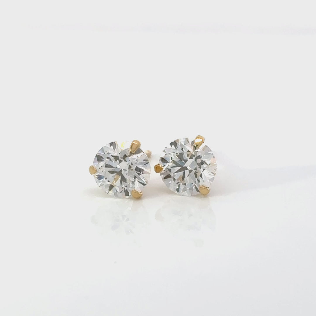Certified 3.00 CTW Lab-Grown Diamond 18K Yellow Gold Stud Earrings