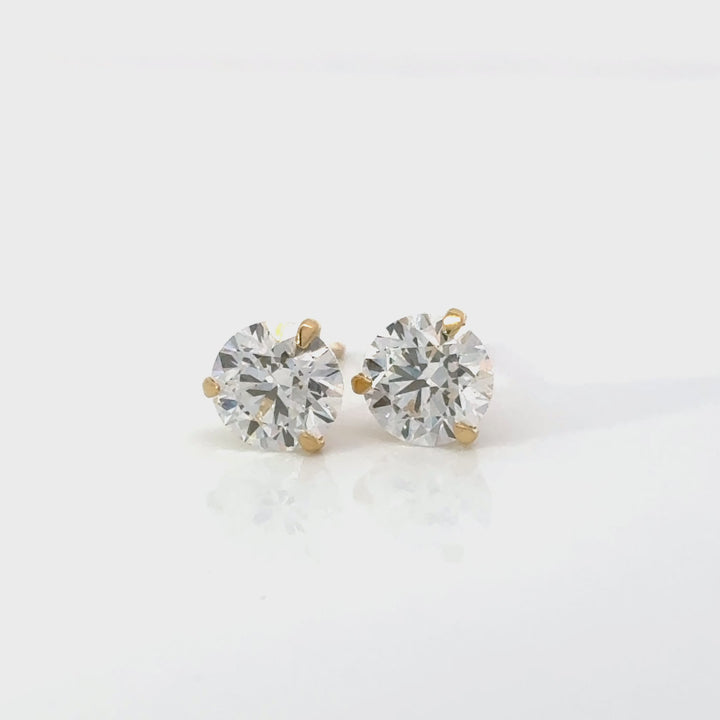 Certified 3.00 CTW Lab-Grown Diamond 18K Yellow Gold Stud Earrings