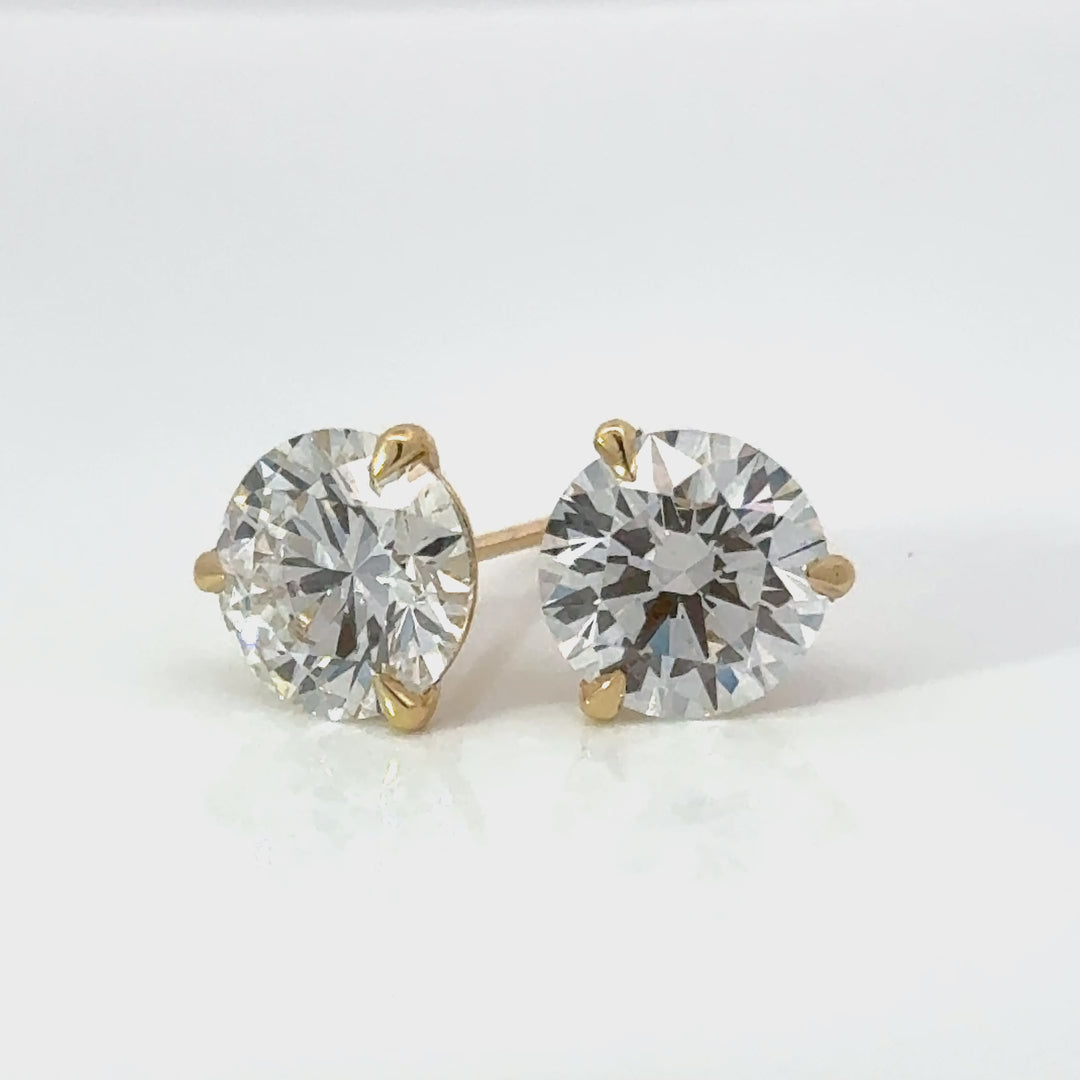 Certified 5 Carat 18K Yellow Gold Lab Grown Diamond Stud Earrings