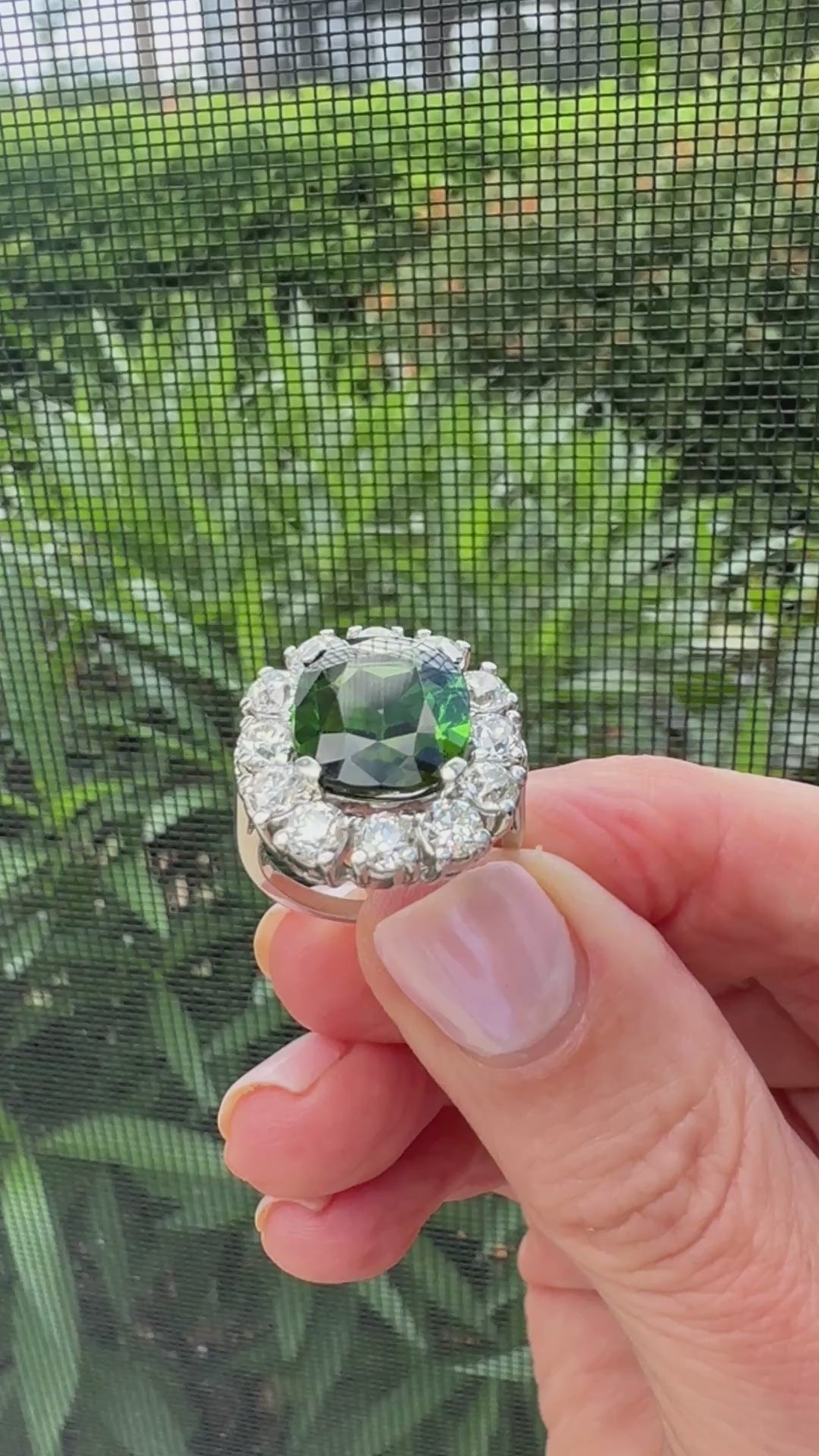 Fine Tourmaline and Diamond Platinum Ring
