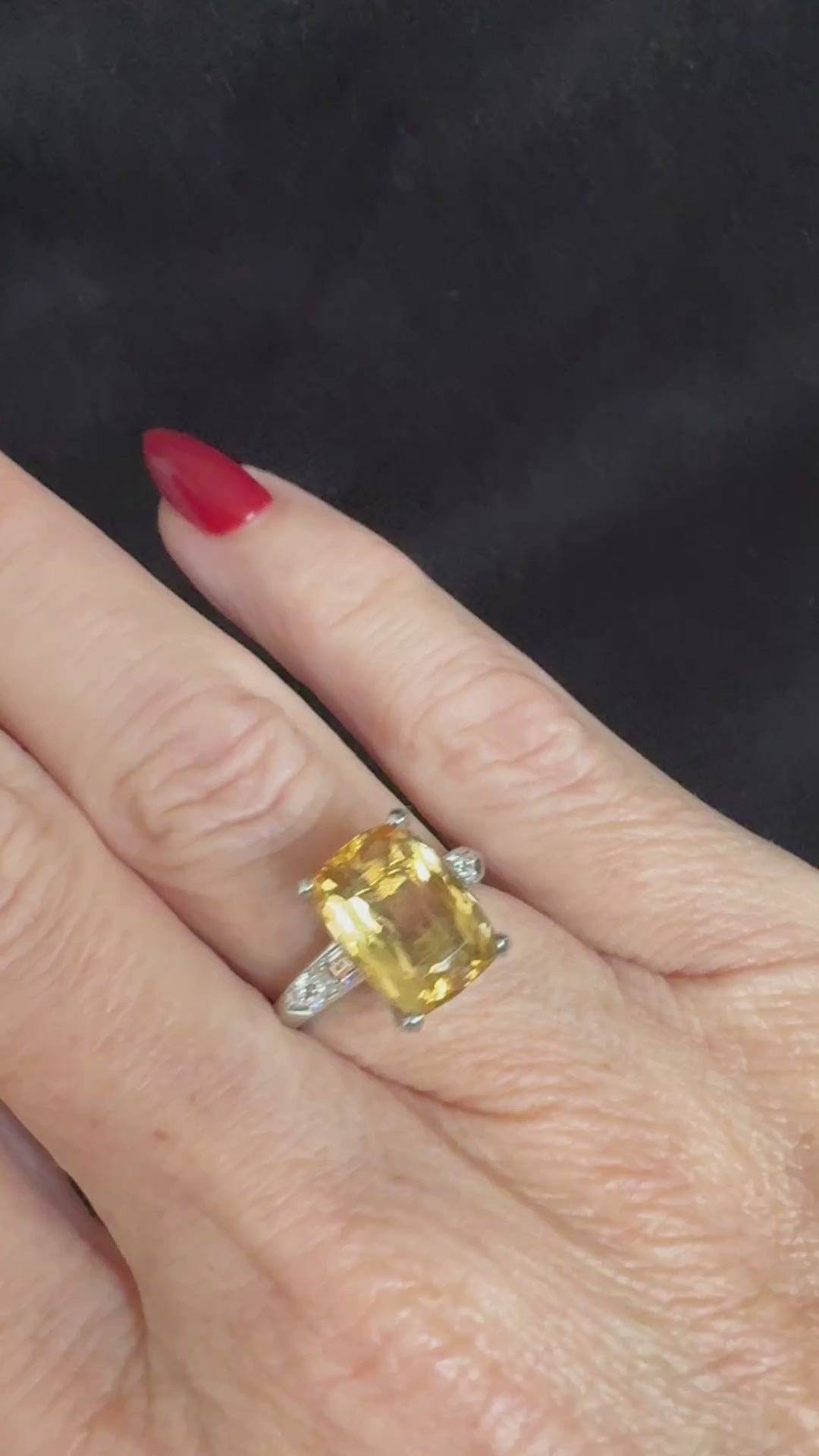 Platinum, Natural Diamond and 5.73 Carat Topaz Ring