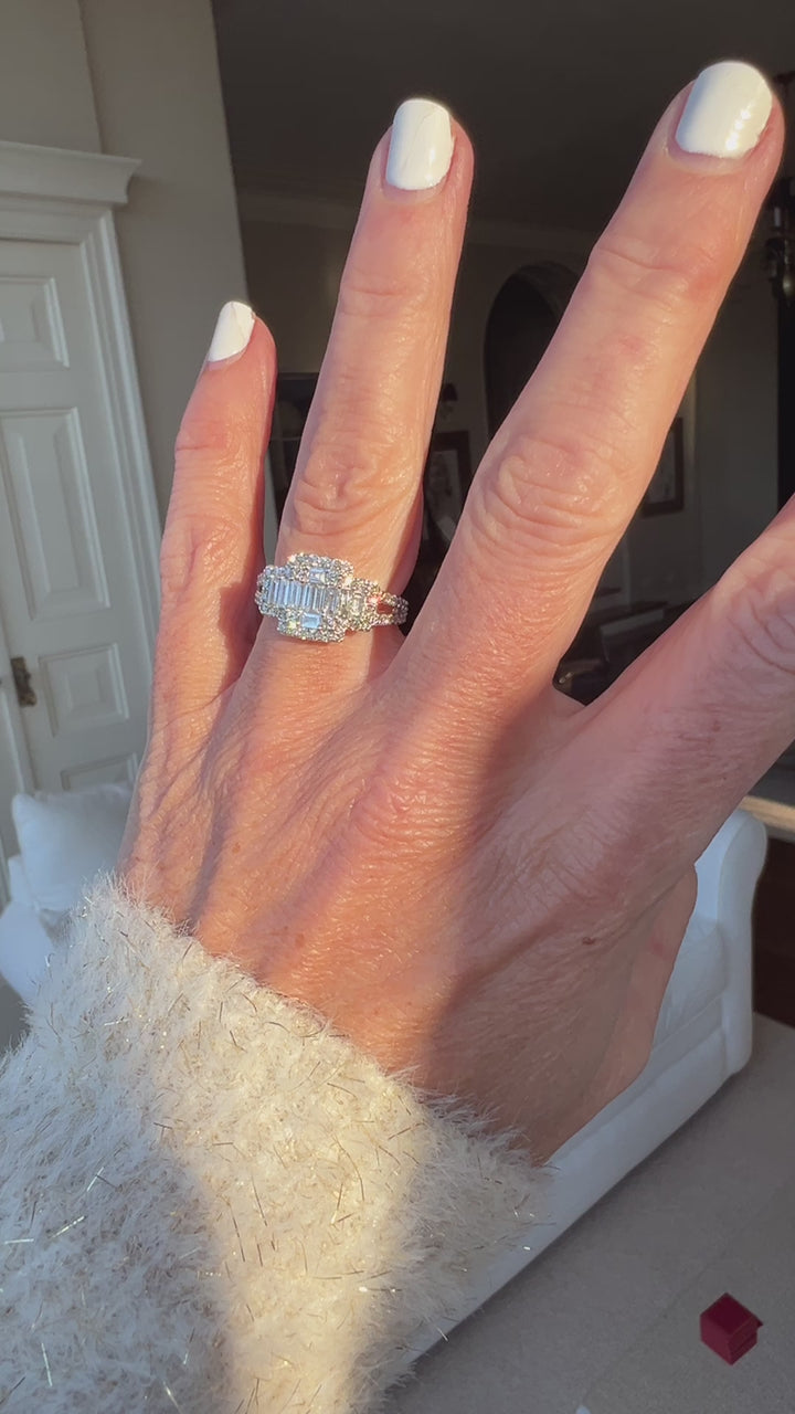 Natural Diamond Cluster Illusion Set 18K Gold Ring