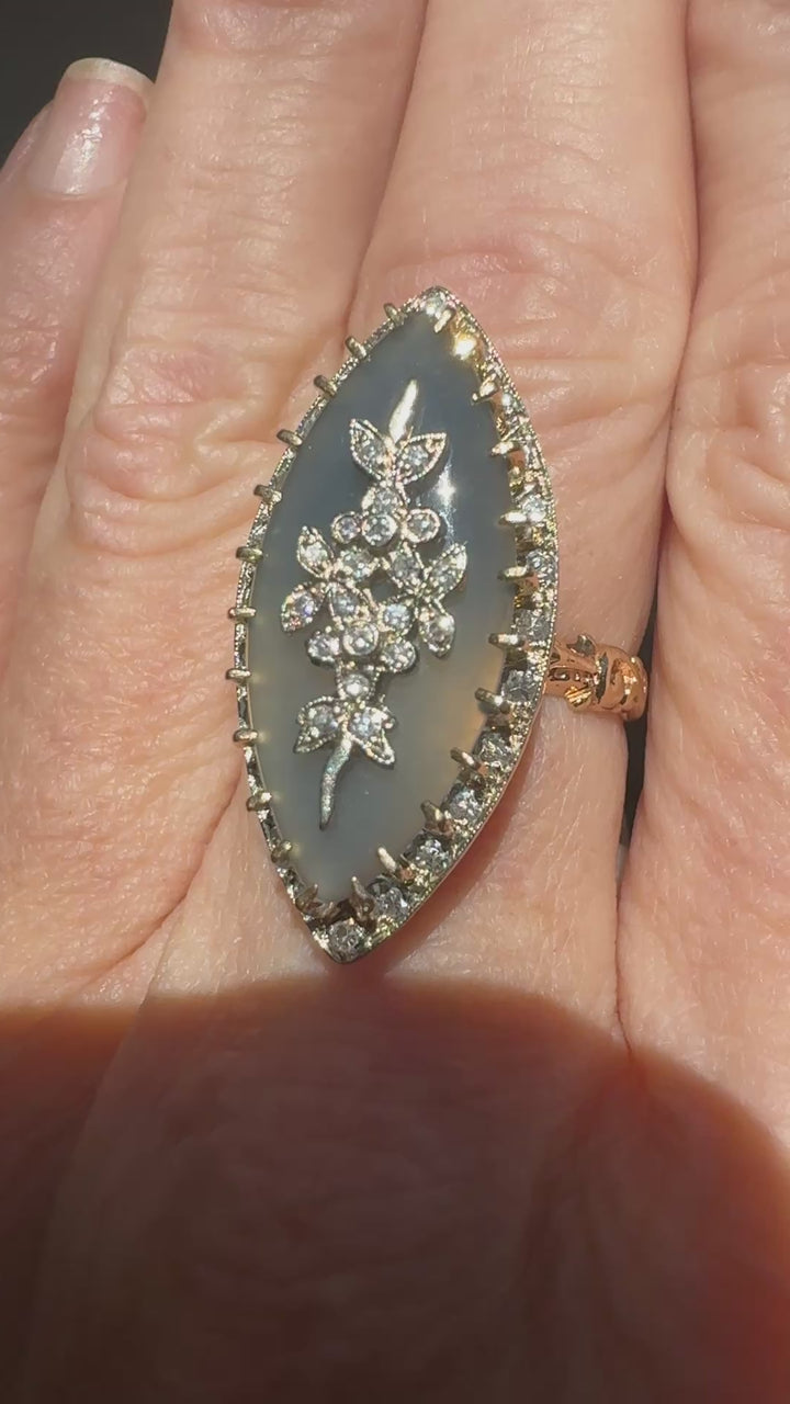 Chalcedony & Diamond 14K Yellow & White Gold Ring