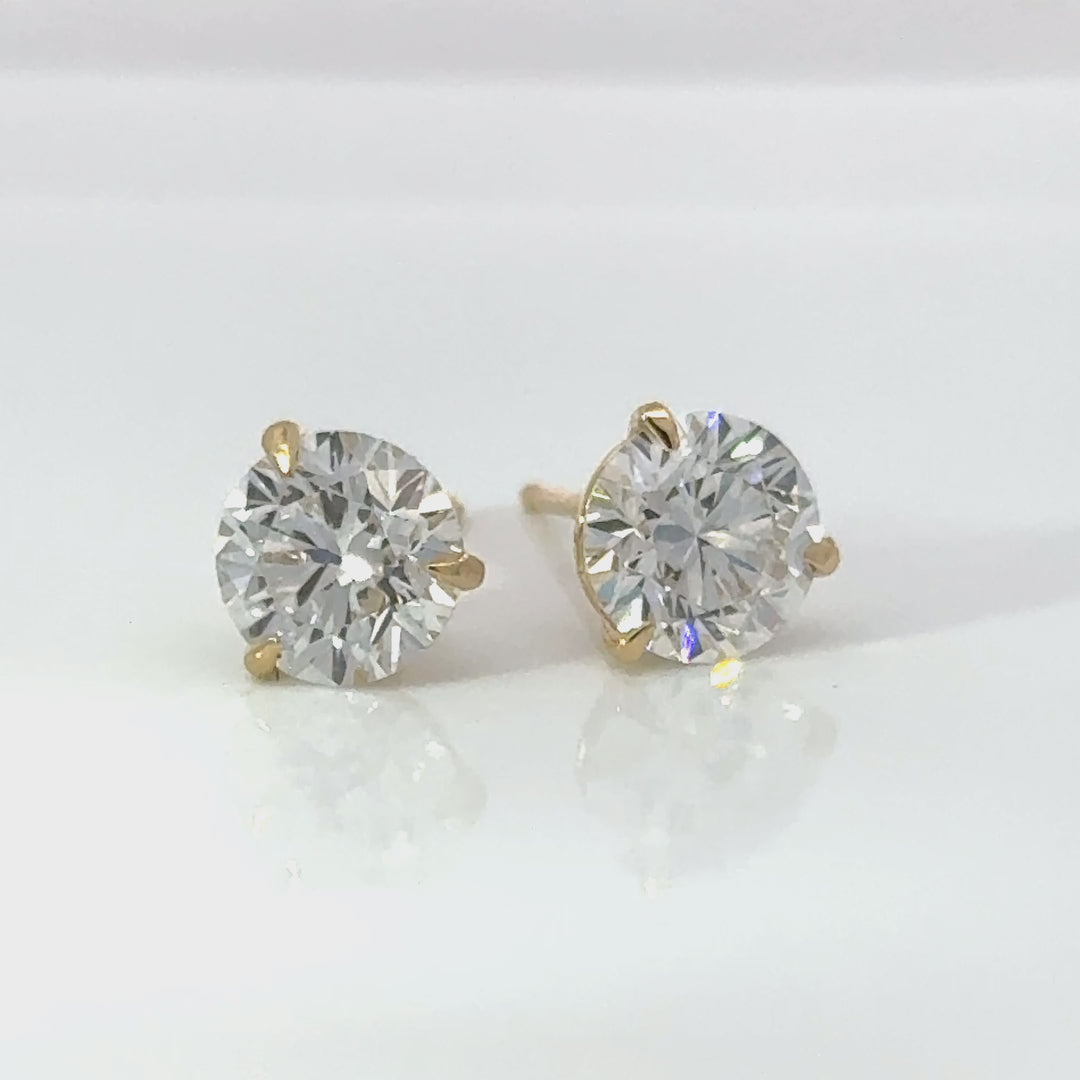 Certified 4 Carat 18K Yellow Gold Lab Grown Diamond Stud Earrings